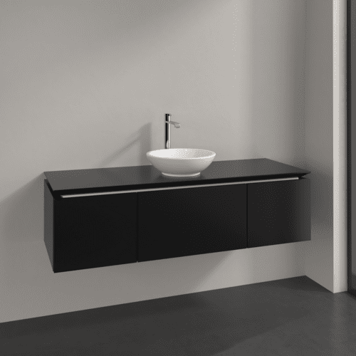 Bild von VILLEROY BOCH Legato Waschbeckenunterschrank, 3 Auszüge, 1400 x 380 x 500 mm, Black Matt Lacquer / Black Matt Lacquer #B58500PD