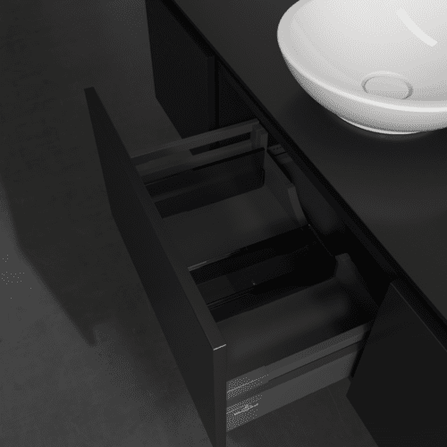 Bild von VILLEROY BOCH Legato Waschbeckenunterschrank, 3 Auszüge, 1400 x 380 x 500 mm, Black Matt Lacquer / Black Matt Lacquer #B58500PD