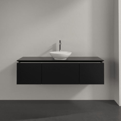 Bild von VILLEROY BOCH Legato Waschbeckenunterschrank, 3 Auszüge, 1400 x 380 x 500 mm, Black Matt Lacquer / Black Matt Lacquer #B58500PD