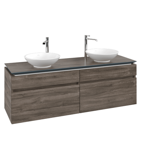 Picture of VILLEROY BOCH Legato Vanity unit, 4 pull-out compartments, 1600 x 550 x 500 mm, Stone Oak / Stone Oak #B60000RK