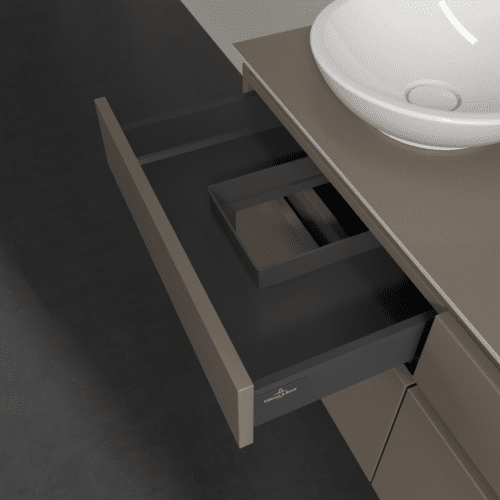 Bild von VILLEROY BOCH Legato Waschbeckenunterschrank, mit Beleuchtung, 4 Auszüge, 1200 x 550 x 500 mm, Truffle Grey / Truffle Grey #B584L0VG
