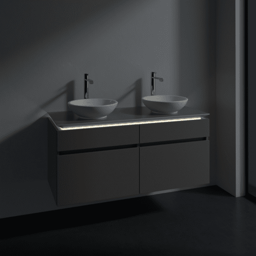 Bild von VILLEROY BOCH Legato Waschbeckenunterschrank, mit Beleuchtung, 4 Auszüge, 1200 x 550 x 500 mm, Truffle Grey / Truffle Grey #B584L0VG