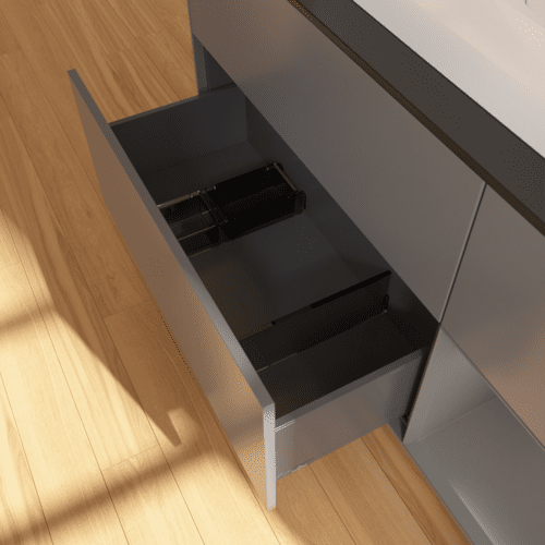 Bild von VILLEROY BOCH Finion Waschbeckenunterschrank, mit Beleuchtung, 3 Auszüge, 1200 x 603 x 501 mm, Anthracite Matt Lacquer / Anthracite Matt Lacquer / Glass Black Matt #G422GKGK