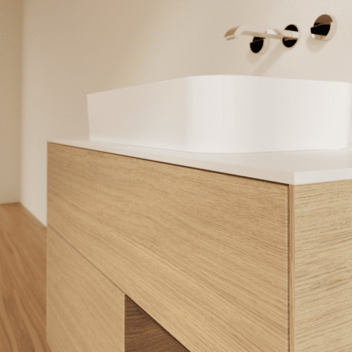 Bild von VILLEROY BOCH Finion Waschbeckenunterschrank, mit Beleuchtung, 2 Auszüge, 1000 x 603 x 501 mm, Oak Veneer / Walnut Veneer / Glass White Matt #G661GNPC