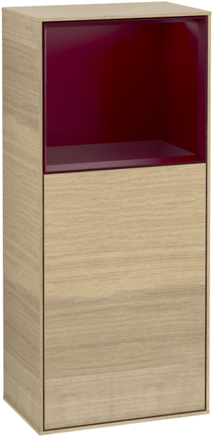 Obrázek VILLEROY BOCH Finion Side cabinet, with lighting, 1 door, 418 x 936 x 270 mm, Oak Veneer / Peony Matt Lacquer #G510HBPC