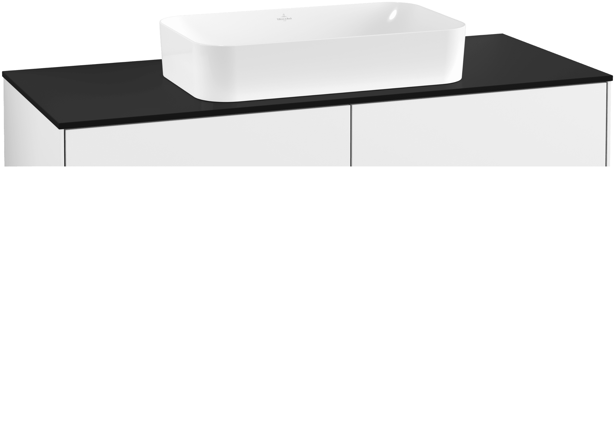 Bild von VILLEROY BOCH Finion Waschbeckenunterschrank, mit Beleuchtung, 4 Auszüge, 1200 x 603 x 501 mm, Glossy White Lacquer / Glass Black Matt #G26200GF