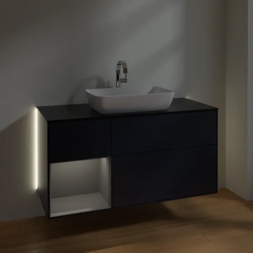 VILLEROY BOCH Finion Waschbeckenunterschrank, mit Beleuchtung, 3 Auszüge, 1200 x 603 x 501 mm, Midnight Blue Matt Lacquer / Anthracite Matt Lacquer / Glass Black Matt #G822GKHG, Bild 8