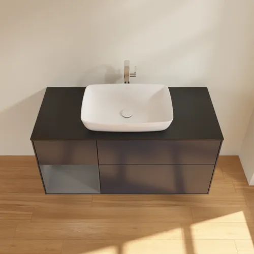 VILLEROY BOCH Finion Waschbeckenunterschrank, mit Beleuchtung, 3 Auszüge, 1200 x 603 x 501 mm, Midnight Blue Matt Lacquer / Anthracite Matt Lacquer / Glass Black Matt #G822GKHG, Bild 3