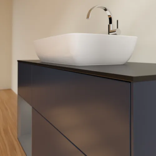 VILLEROY BOCH Finion Waschbeckenunterschrank, mit Beleuchtung, 3 Auszüge, 1200 x 603 x 501 mm, Midnight Blue Matt Lacquer / Anthracite Matt Lacquer / Glass Black Matt #G822GKHG, Bild 5