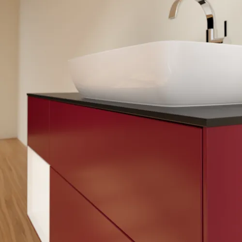 Bild von VILLEROY BOCH Finion Waschbeckenunterschrank, mit Beleuchtung, 3 Auszüge, 1200 x 603 x 501 mm, Peony Matt Lacquer / White Matt Lacquer / Glass Black Matt #G802MTHB