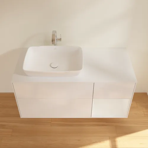 Bild von VILLEROY BOCH Finion Waschbeckenunterschrank, mit Beleuchtung, 3 Auszüge, 1200 x 603 x 501 mm, Glossy White Lacquer / Glossy White Lacquer / Glass White Matt #G811GFGF