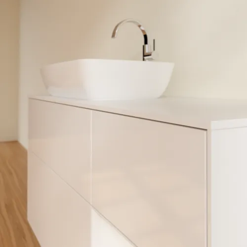 Bild von VILLEROY BOCH Finion Waschbeckenunterschrank, mit Beleuchtung, 3 Auszüge, 1200 x 603 x 501 mm, Glossy White Lacquer / Glossy White Lacquer / Glass White Matt #G811GFGF