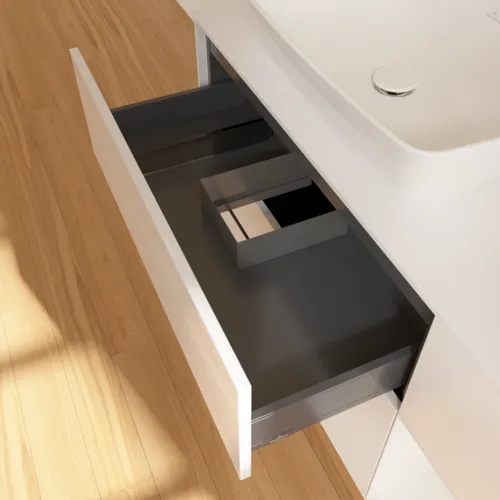 Bild von VILLEROY BOCH Finion Waschbeckenunterschrank, mit Beleuchtung, 3 Auszüge, 1200 x 603 x 501 mm, Glossy White Lacquer / Glossy White Lacquer / Glass White Matt #G811GFGF