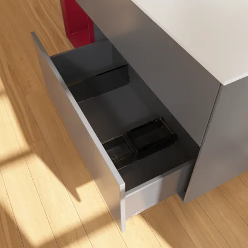 Bild von VILLEROY BOCH Finion Waschbeckenunterschrank, mit Beleuchtung, 3 Auszüge, 1200 x 603 x 501 mm, Anthracite Matt Lacquer / Peony Matt Lacquer / Glass White Matt #G821HBGK