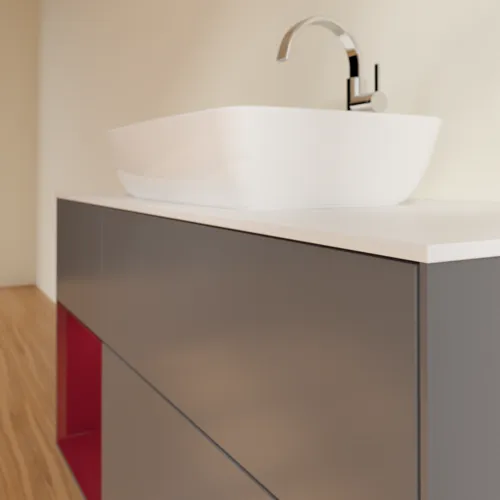 Bild von VILLEROY BOCH Finion Waschbeckenunterschrank, mit Beleuchtung, 3 Auszüge, 1200 x 603 x 501 mm, Anthracite Matt Lacquer / Peony Matt Lacquer / Glass White Matt #G821HBGK