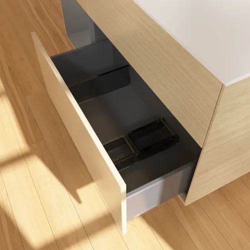 VILLEROY BOCH Finion Waschbeckenunterschrank, mit Beleuchtung, 3 Auszüge, 1200 x 603 x 501 mm, Oak Veneer / Anthracite Matt Lacquer / Glass White Matt #G821GKPC, Bild 6