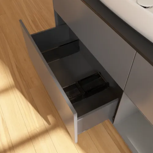 Bild von VILLEROY BOCH Finion Waschbeckenunterschrank, mit Beleuchtung, 3 Auszüge, 1200 x 603 x 501 mm, Anthracite Matt Lacquer / Anthracite Matt Lacquer / Glass Black Matt #G832GKGK