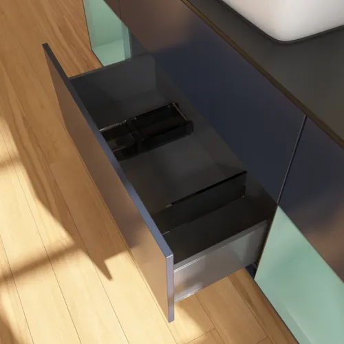 Bild von VILLEROY BOCH Finion Waschbeckenunterschrank, mit Beleuchtung, 4 Auszüge, 1600 x 603 x 501 mm, Midnight Blue Matt Lacquer / Olive Matt Lacquer / Glass Black Matt #G862GMHG