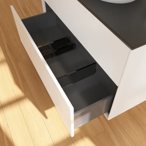 Bild von VILLEROY BOCH Finion Waschbeckenunterschrank, mit Beleuchtung, 2 Auszüge, 1000 x 603 x 501 mm, White Matt Lacquer / Glass Black Matt #G88200MT