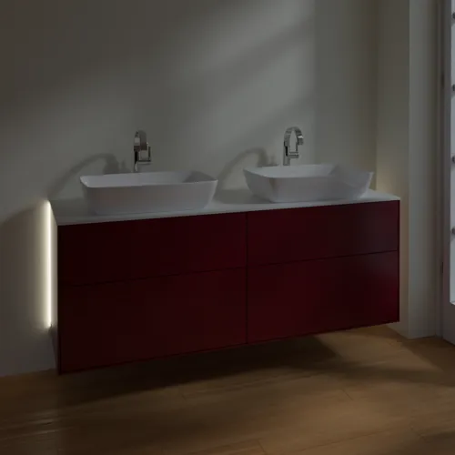 VILLEROY BOCH Finion Waschbeckenunterschrank, mit Beleuchtung, 4 Auszüge, 1600 x 603 x 501 mm, Peony Matt Lacquer / Glass White Matt #G84100HB, Bild 8