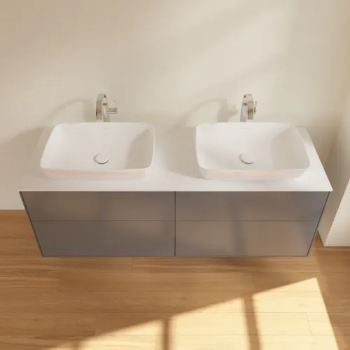 VILLEROY BOCH Finion Waschbeckenunterschrank, mit Beleuchtung, 4 Auszüge, 1600 x 603 x 501 mm, Anthracite Matt Lacquer / Glass White Matt #G84100GK, Bild 3