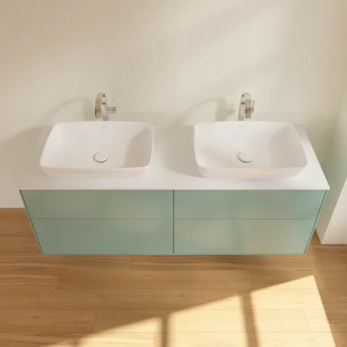 Bild von VILLEROY BOCH Finion Waschbeckenunterschrank, mit Beleuchtung, 4 Auszüge, 1600 x 603 x 501 mm, Olive Matt Lacquer / Glass White Matt #G84100GM