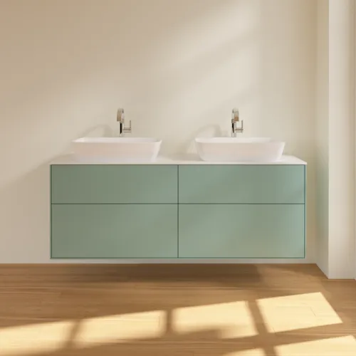 Bild von VILLEROY BOCH Finion Waschbeckenunterschrank, mit Beleuchtung, 4 Auszüge, 1600 x 603 x 501 mm, Olive Matt Lacquer / Glass White Matt #G84100GM