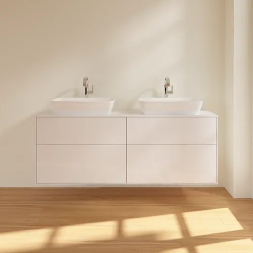 VILLEROY BOCH Finion Waschbeckenunterschrank, mit Beleuchtung, 4 Auszüge, 1600 x 603 x 501 mm, Glossy White Lacquer / Glass White Matt #G84100GF, Bild 2