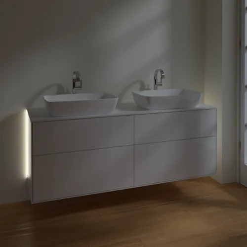 VILLEROY BOCH Finion Waschbeckenunterschrank, mit Beleuchtung, 4 Auszüge, 1600 x 603 x 501 mm, Glossy White Lacquer / Glass White Matt #G84100GF, Bild 8
