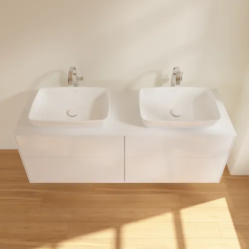 VILLEROY BOCH Finion Waschbeckenunterschrank, mit Beleuchtung, 4 Auszüge, 1600 x 603 x 501 mm, Glossy White Lacquer / Glass White Matt #G84100GF, Bild 3