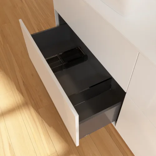 VILLEROY BOCH Finion Waschbeckenunterschrank, mit Beleuchtung, 4 Auszüge, 1600 x 603 x 501 mm, Glossy White Lacquer / Glass White Matt #G84100GF, Bild 6