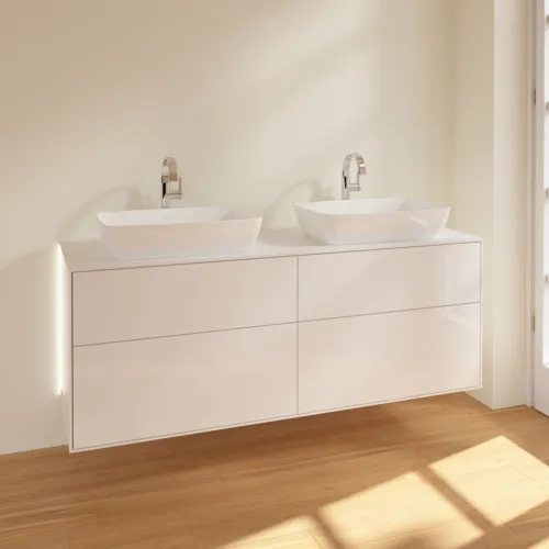 VILLEROY BOCH Finion Waschbeckenunterschrank, mit Beleuchtung, 4 Auszüge, 1600 x 603 x 501 mm, Glossy White Lacquer / Glass White Matt #G84100GF, Bild 4