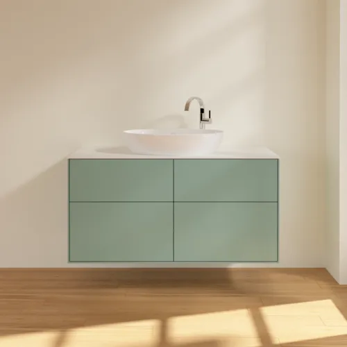 VILLEROY BOCH Finion Waschbeckenunterschrank, mit Beleuchtung, 4 Auszüge, 1200 x 603 x 501 mm, Olive Matt Lacquer / Glass White Matt #G91100GM, Bild 3