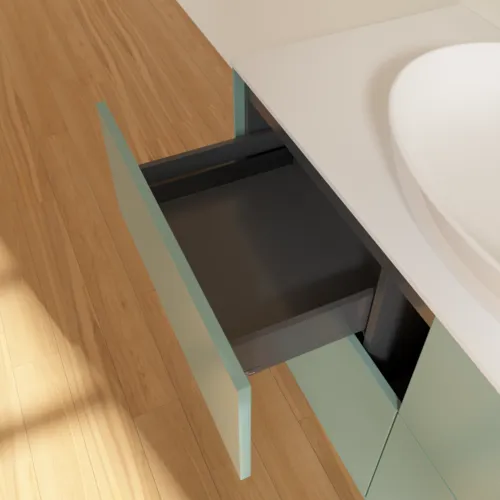 VILLEROY BOCH Finion Waschbeckenunterschrank, mit Beleuchtung, 4 Auszüge, 1200 x 603 x 501 mm, Olive Matt Lacquer / Glass White Matt #G91100GM, Bild 8