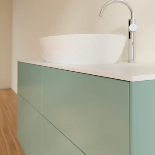 VILLEROY BOCH Finion Waschbeckenunterschrank, mit Beleuchtung, 4 Auszüge, 1200 x 603 x 501 mm, Olive Matt Lacquer / Glass White Matt #G91100GM, Bild 6