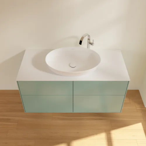 VILLEROY BOCH Finion Waschbeckenunterschrank, mit Beleuchtung, 4 Auszüge, 1200 x 603 x 501 mm, Olive Matt Lacquer / Glass White Matt #G91100GM, Bild 4