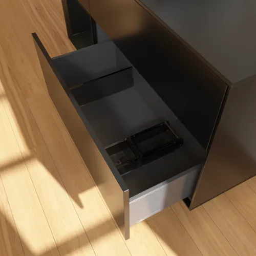 Bild von VILLEROY BOCH Finion Waschbeckenunterschrank, mit Beleuchtung, 3 Auszüge, 1200 x 603 x 501 mm, Black Matt Lacquer / Black Matt Lacquer / Glass Black Matt #G822PDPD