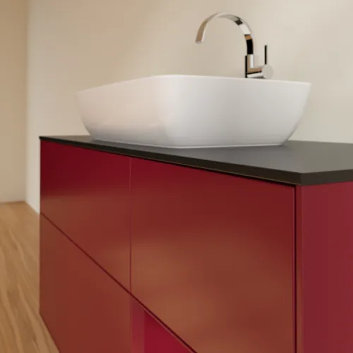 VILLEROY BOCH Finion Waschbeckenunterschrank, mit Beleuchtung, 3 Auszüge, 1200 x 603 x 501 mm, Peony Matt Lacquer / Peony Matt Lacquer / Glass Black Matt #G832HBHB, Bild 5