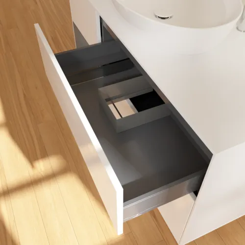 VILLEROY BOCH Finion Waschbeckenunterschrank, mit Beleuchtung, 3 Auszüge, 1200 x 603 x 501 mm, Glossy White Lacquer / Anthracite Matt Lacquer / Glass White Matt #G941GKGF, Bild 8