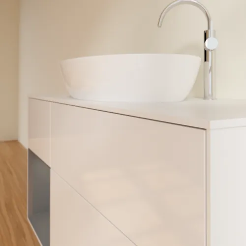 VILLEROY BOCH Finion Waschbeckenunterschrank, mit Beleuchtung, 3 Auszüge, 1200 x 603 x 501 mm, Glossy White Lacquer / Anthracite Matt Lacquer / Glass White Matt #G941GKGF, Bild 6