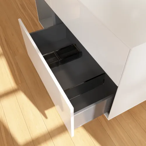 VILLEROY BOCH Finion Waschbeckenunterschrank, mit Beleuchtung, 3 Auszüge, 1200 x 603 x 501 mm, Glossy White Lacquer / Anthracite Matt Lacquer / Glass White Matt #G941GKGF, Bild 7