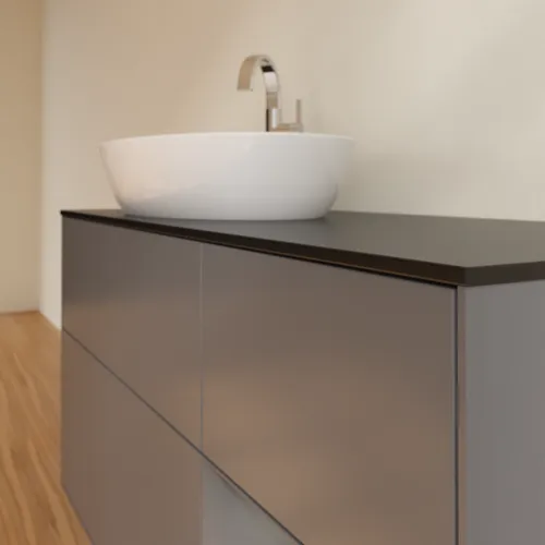 Bild von VILLEROY BOCH Finion Waschbeckenunterschrank, mit Beleuchtung, 3 Auszüge, 1200 x 603 x 501 mm, Anthracite Matt Lacquer / Anthracite Matt Lacquer / Glass Black Matt #G932GKGK