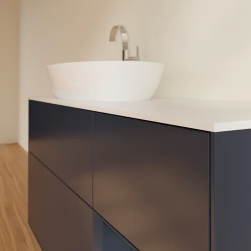 Bild von VILLEROY BOCH Finion Waschbeckenunterschrank, mit Beleuchtung, 3 Auszüge, 1200 x 603 x 501 mm, Midnight Blue Matt Lacquer / Midnight Blue Matt Lacquer / Glass White Matt #G931HGHG