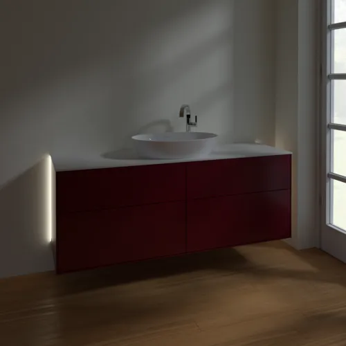 VILLEROY BOCH Finion Waschbeckenunterschrank, mit Beleuchtung, 4 Auszüge, 1600 x 603 x 501 mm, Peony Matt Lacquer / Glass White Matt #G97100HB, Bild 5