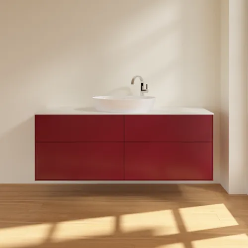 VILLEROY BOCH Finion Waschbeckenunterschrank, mit Beleuchtung, 4 Auszüge, 1600 x 603 x 501 mm, Peony Matt Lacquer / Glass White Matt #G97100HB, Bild 3