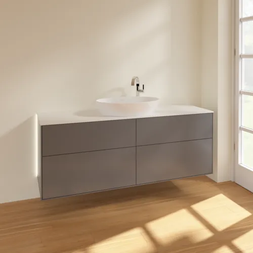 Bild von VILLEROY BOCH Finion Waschbeckenunterschrank, mit Beleuchtung, 4 Auszüge, 1600 x 603 x 501 mm, Anthracite Matt Lacquer / Glass White Matt #G97100GK