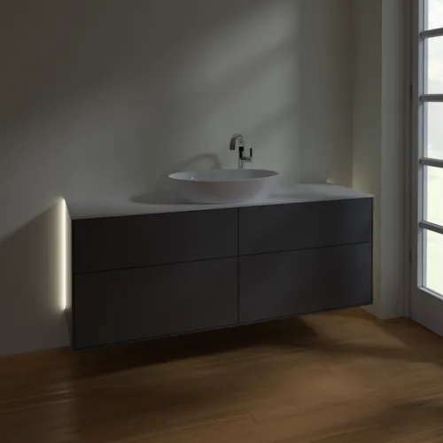 Bild von VILLEROY BOCH Finion Waschbeckenunterschrank, mit Beleuchtung, 4 Auszüge, 1600 x 603 x 501 mm, Anthracite Matt Lacquer / Glass White Matt #G97100GK