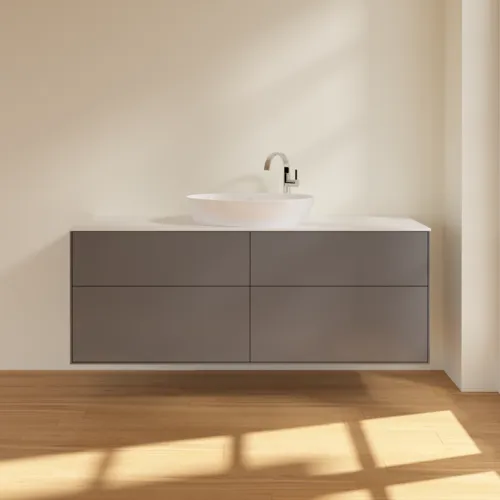 Bild von VILLEROY BOCH Finion Waschbeckenunterschrank, mit Beleuchtung, 4 Auszüge, 1600 x 603 x 501 mm, Anthracite Matt Lacquer / Glass White Matt #G97100GK