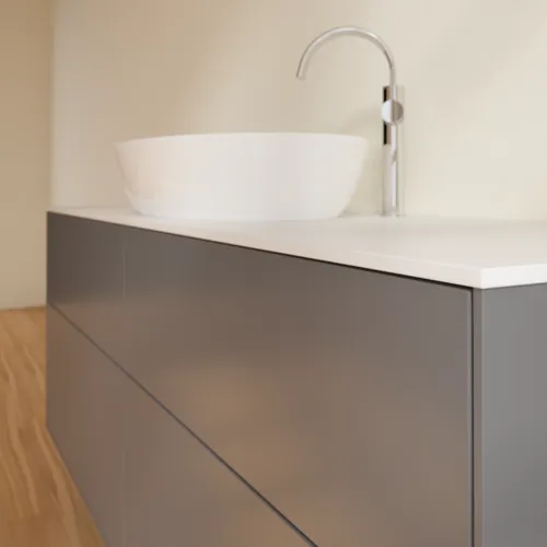 Bild von VILLEROY BOCH Finion Waschbeckenunterschrank, mit Beleuchtung, 4 Auszüge, 1600 x 603 x 501 mm, Anthracite Matt Lacquer / Glass White Matt #G97100GK