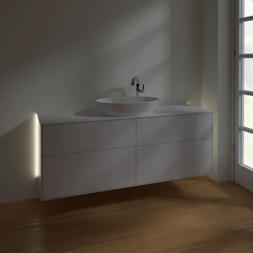Bild von VILLEROY BOCH Finion Waschbeckenunterschrank, mit Beleuchtung, 4 Auszüge, 1600 x 603 x 501 mm, Glossy White Lacquer / Glass White Matt #G97100GF